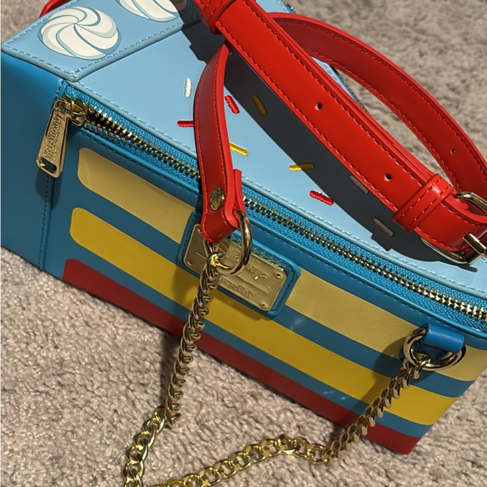 Loungefly Blue and Red Mini Bag with Bold Stripes